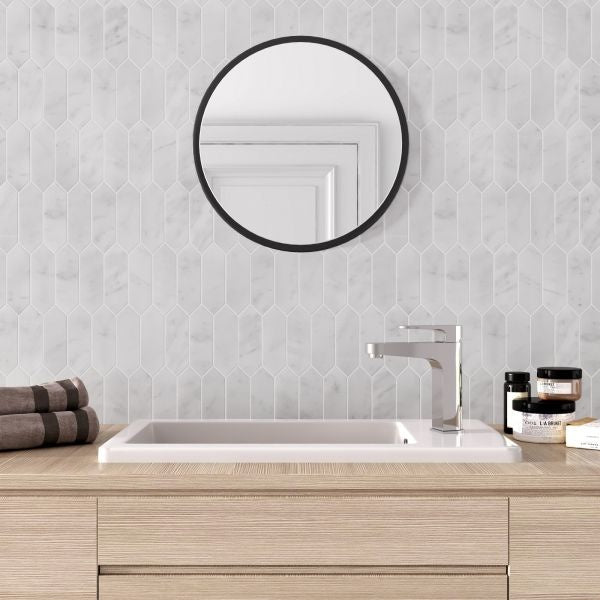 Carrara White Marble Picket Mosaic Tiles 302x255mm - Luxury Tiles UK