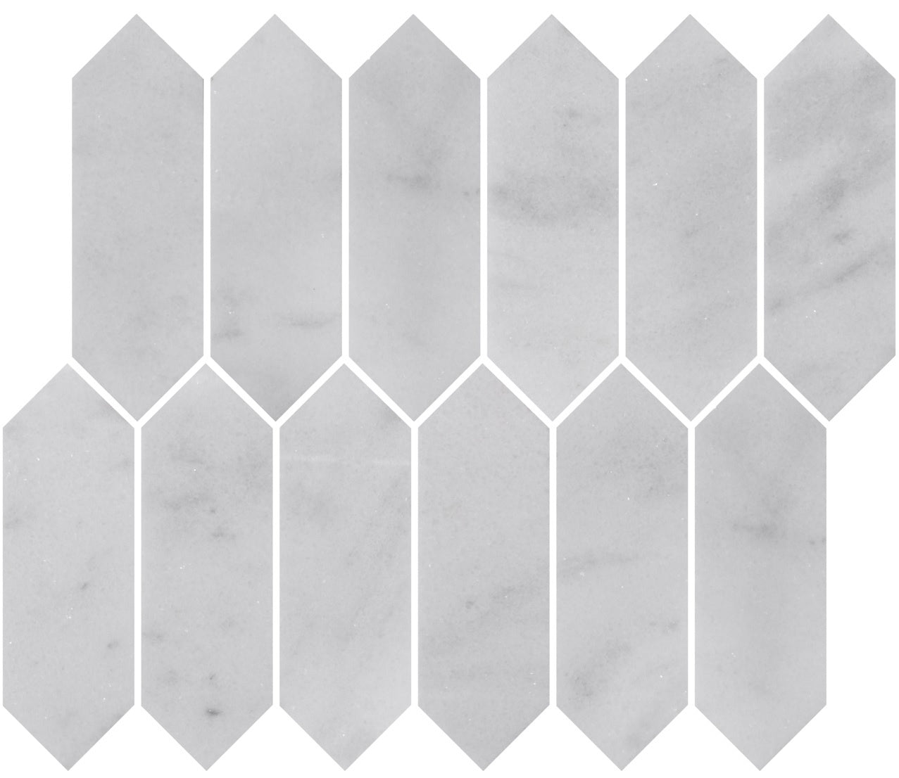 Carrara White Marble Picket Mosaic Tiles 302x255mm - Luxury Tiles UK