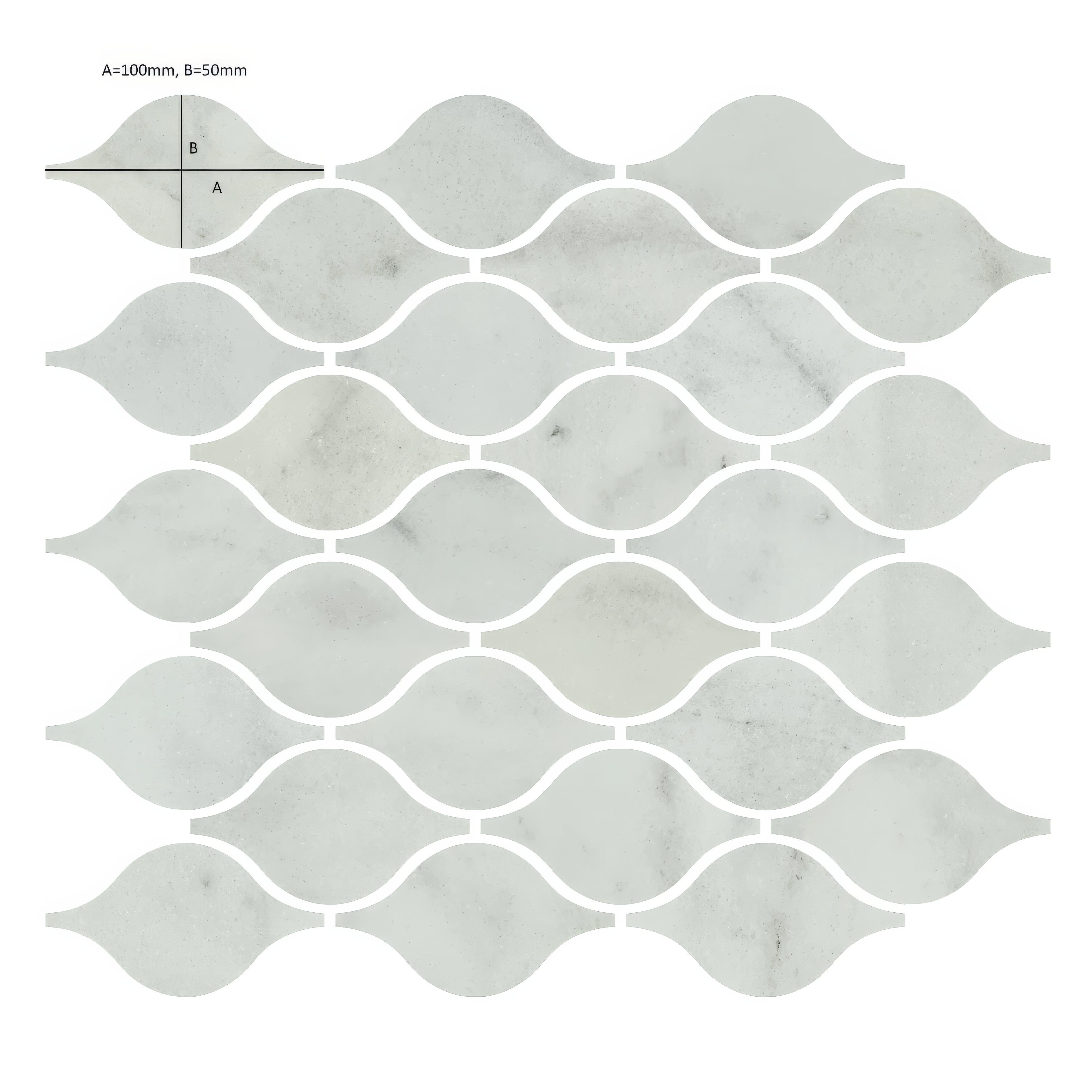 Long Island Marble Honed Teardrop Mosaic Tile - Luxury Tiles UK