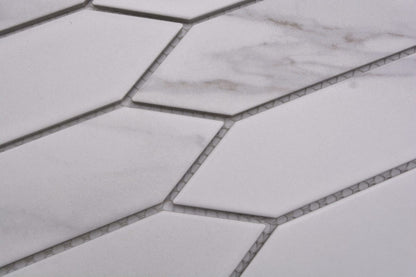 Carrara White Matt Marble Effect Mosaic Tile