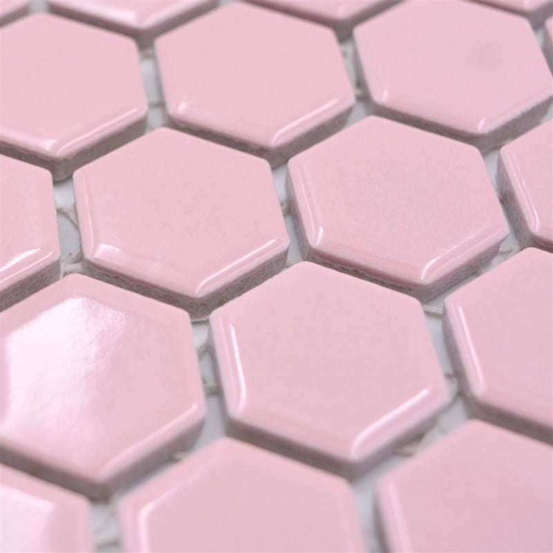 Bubblegum Pink Hexagon Mosaic 26x30cm - Luxury Tiles UK