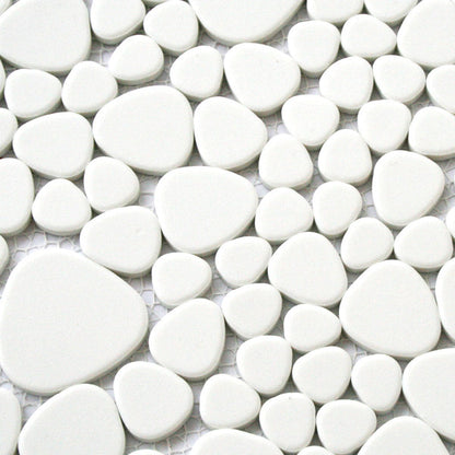 Mosaic Tiles Ceramic Pebble Optic White Glossy