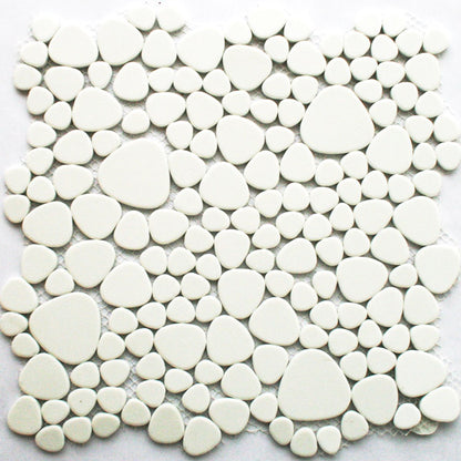 Mosaic Tiles Ceramic Pebble Optic White Glossy