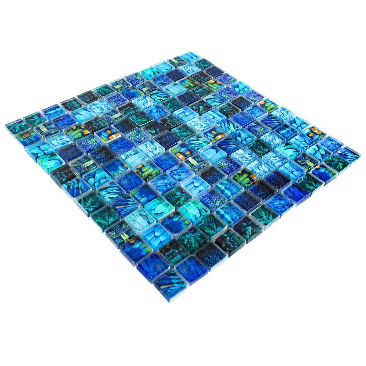 Sapphire Blossom Blue Glass Mosaic - Luxury Tiles UK