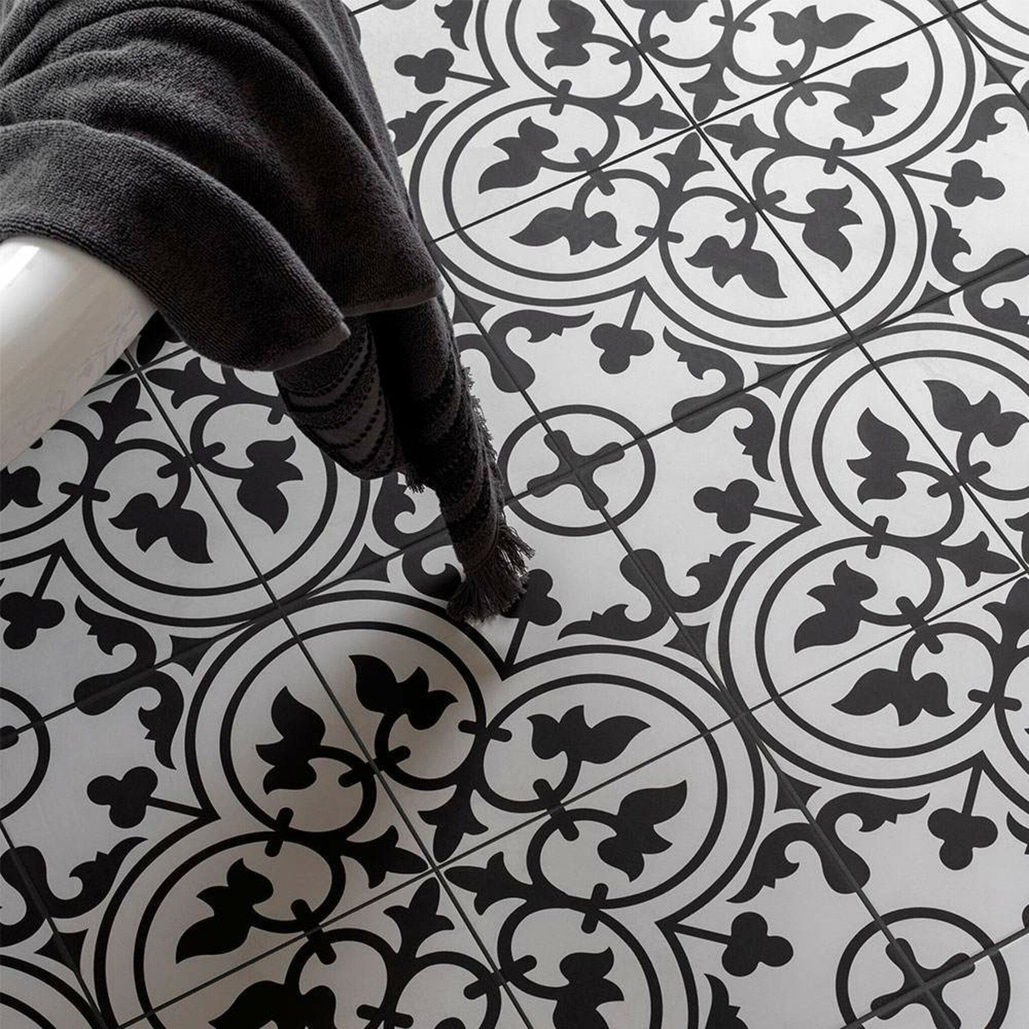 Charter Black Pattern 45x45cm Tile - Luxury Tiles UK