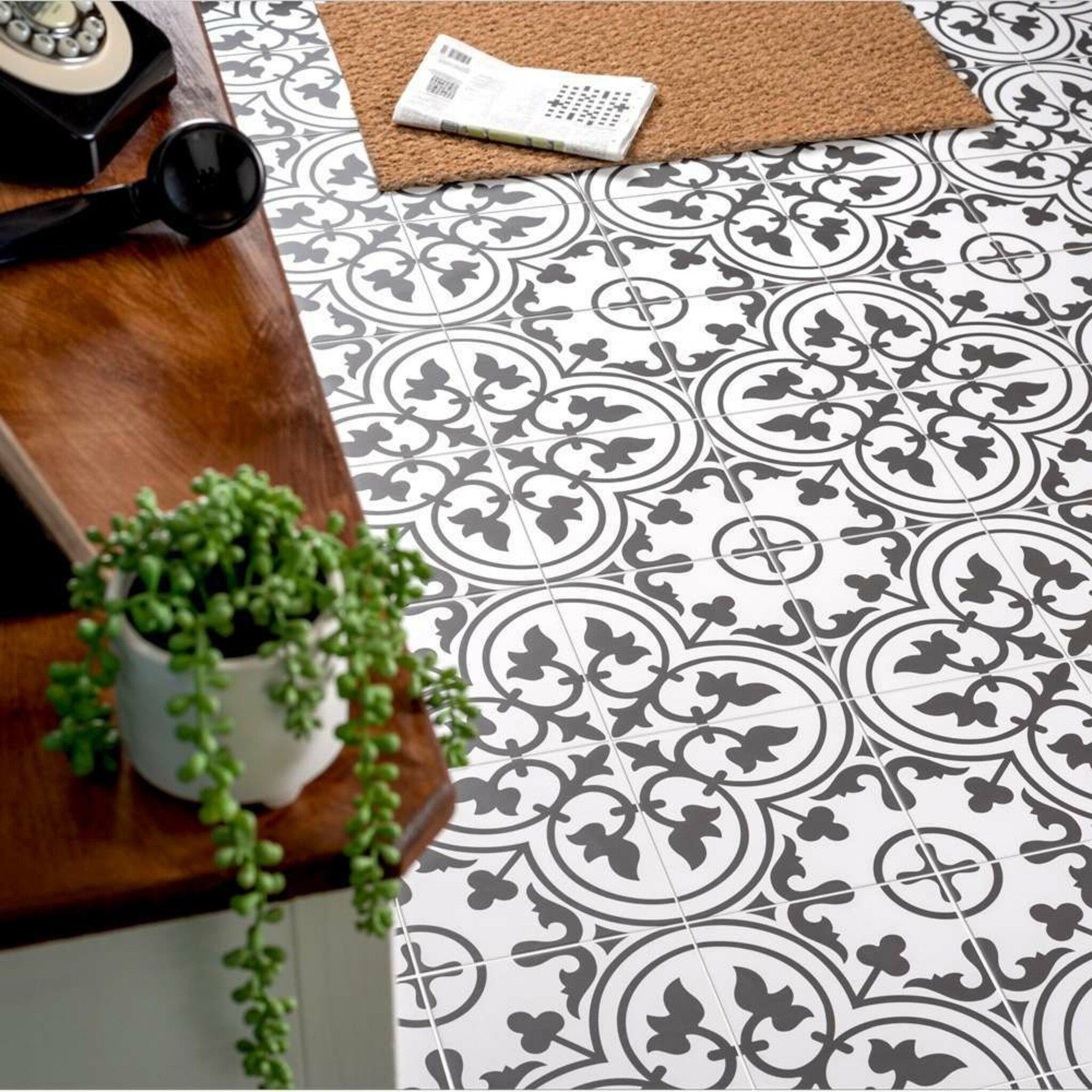 Charter Black Pattern 45x45cm Tile - Luxury Tiles UK