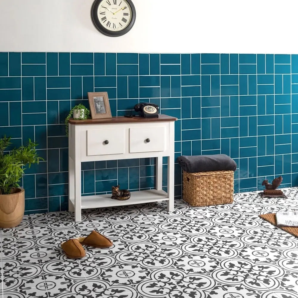 Charter Coal classic pattern wall and floor tile - Luxury Tiles UK