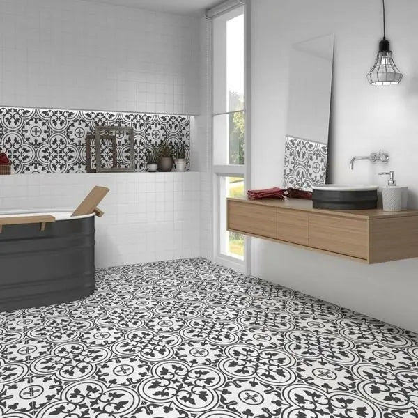 Charter Coal classic pattern wall and floor tile - Luxury Tiles UK