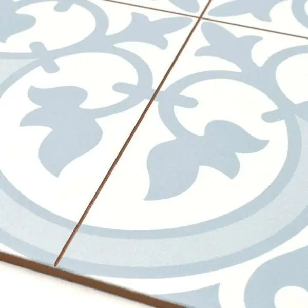 Charter Powder Blue classic pattern wall and floor tile - Luxury Tiles UK