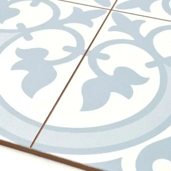Rectangular Powder Blue Tile Charter Powder Blue classic pattern wall and floor tile | Luxury Tiles UK