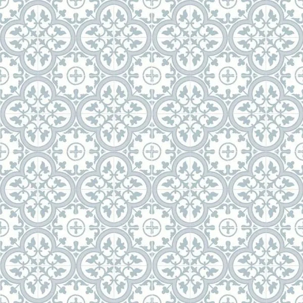 Charter Powder Blue classic pattern wall and floor tile - Luxury Tiles UK