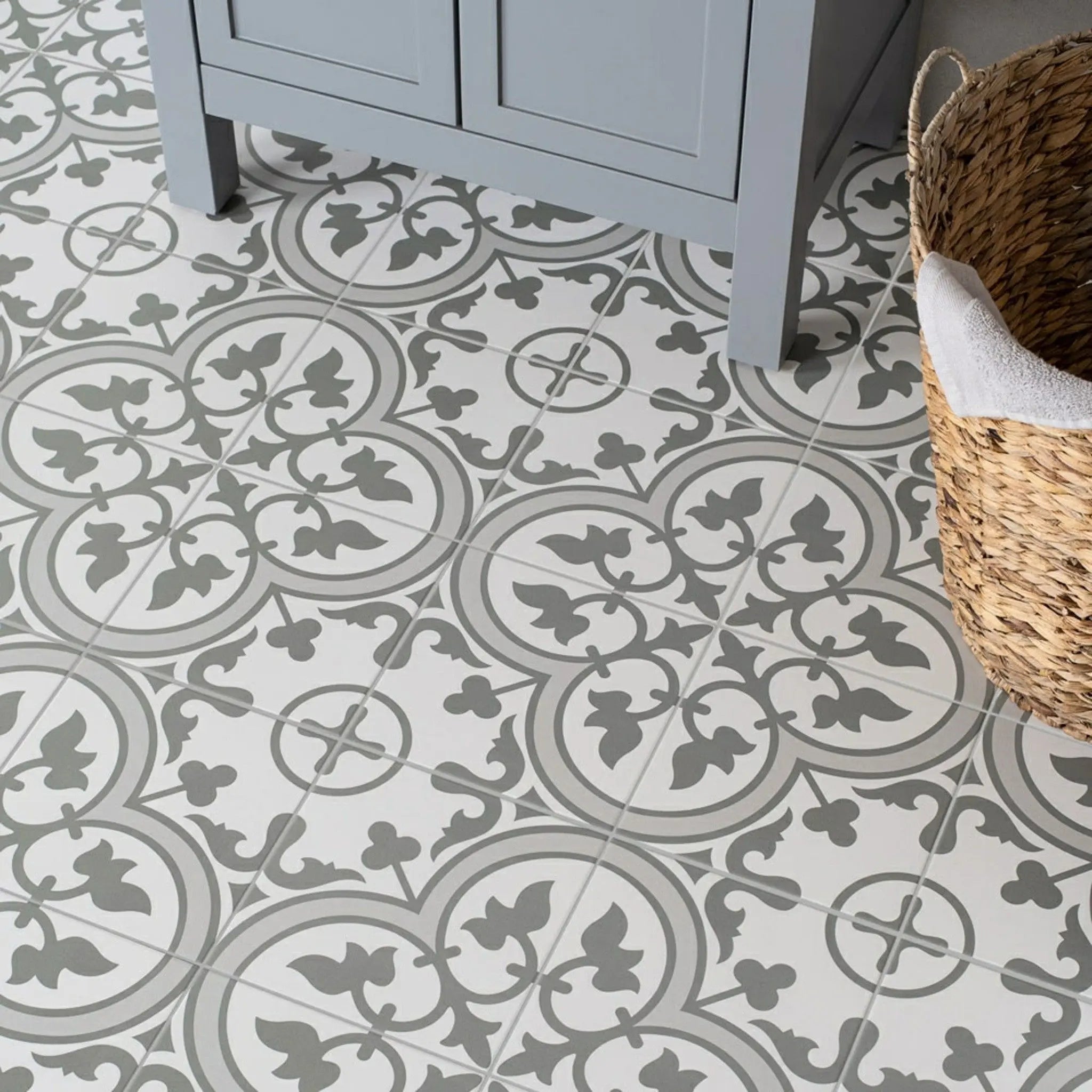 Charter Slate Grey classic pattern wall and floor tile - Luxury Tiles UK