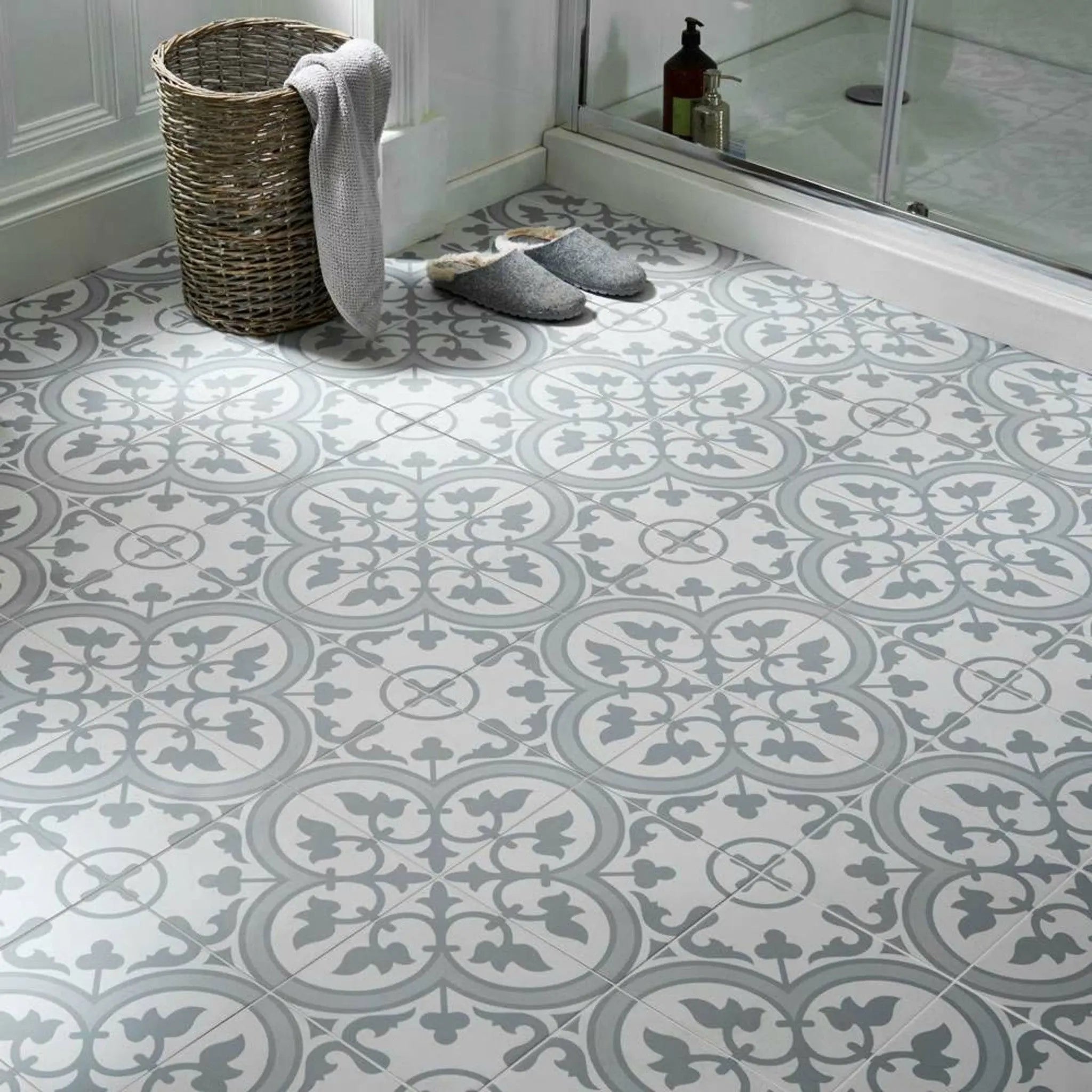 Charter Slate Grey classic pattern wall and floor tile - Luxury Tiles UK