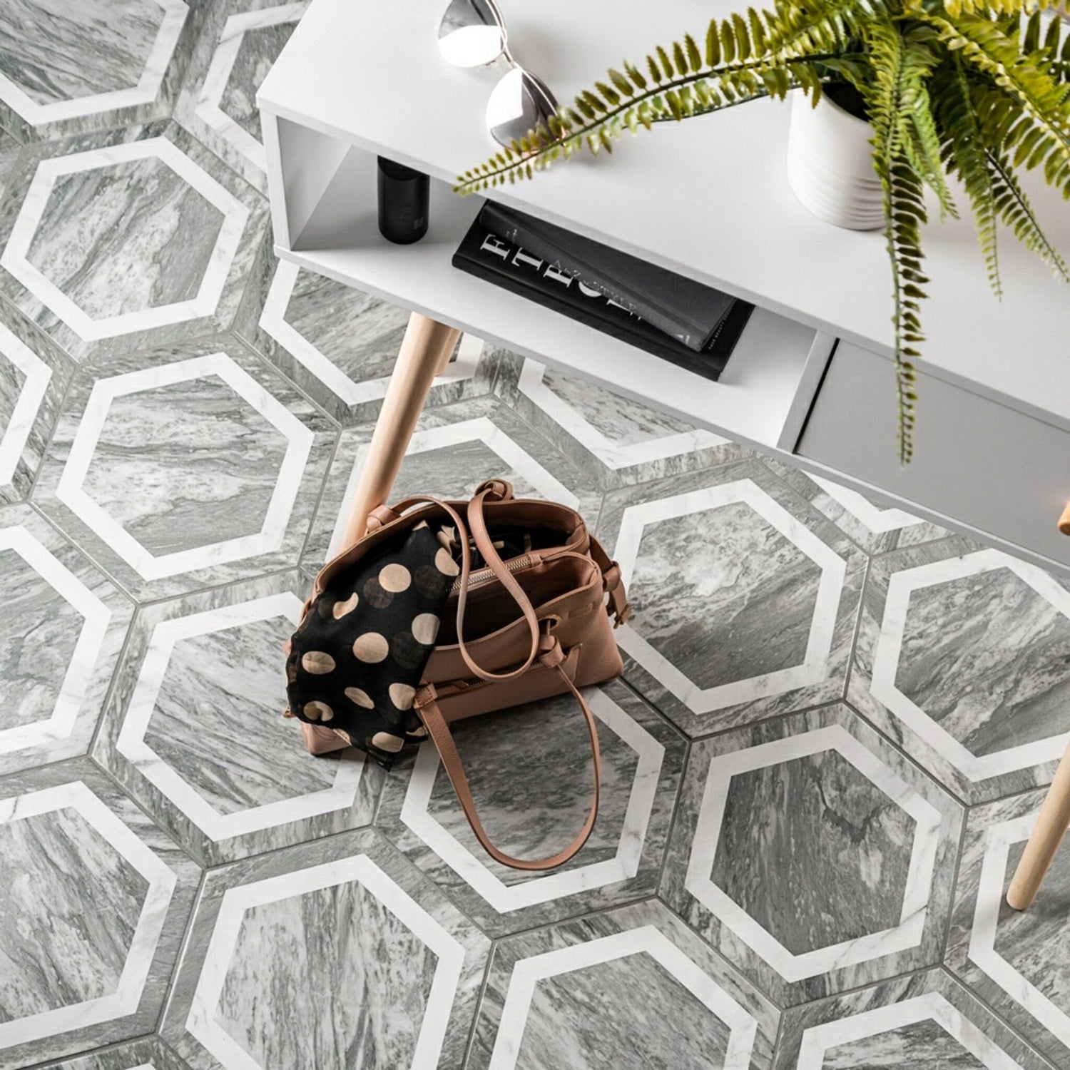 Chateau Décor Grey Hexagon Marble Tiles