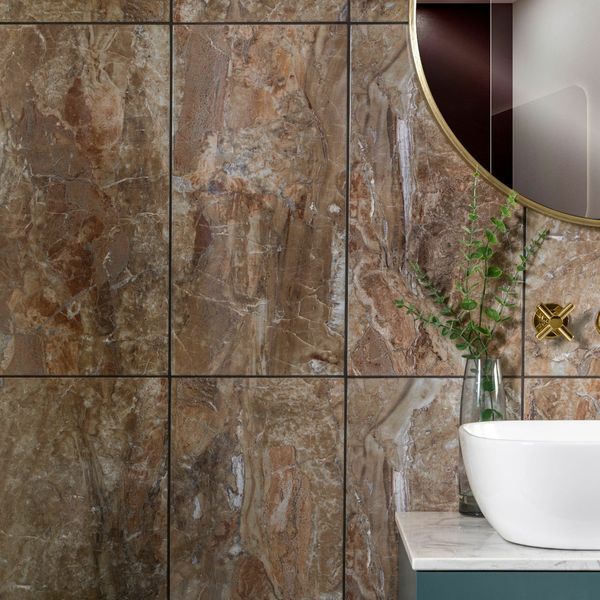 Brown Marble effect Ceramic Gloss Tiles - Luxury Tiles UK