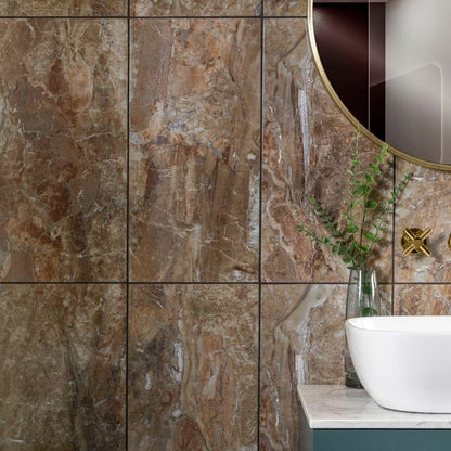 Brown Marble effect Ceramic Gloss Tiles