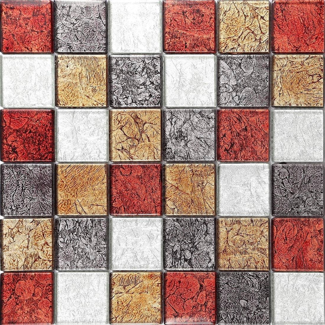 Chiara Glass Foil Mix Mosaic Tile 300x300mm - Luxury Tiles UK