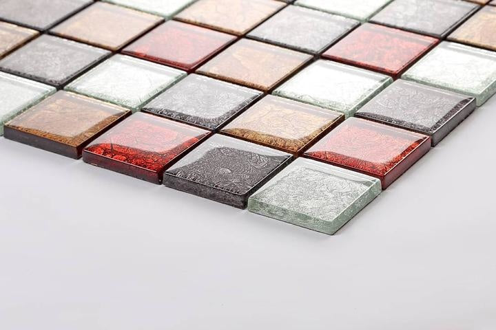 Chiara Glass Foil Mix Mosaic Tile 300x300mm - Luxury Tiles UK