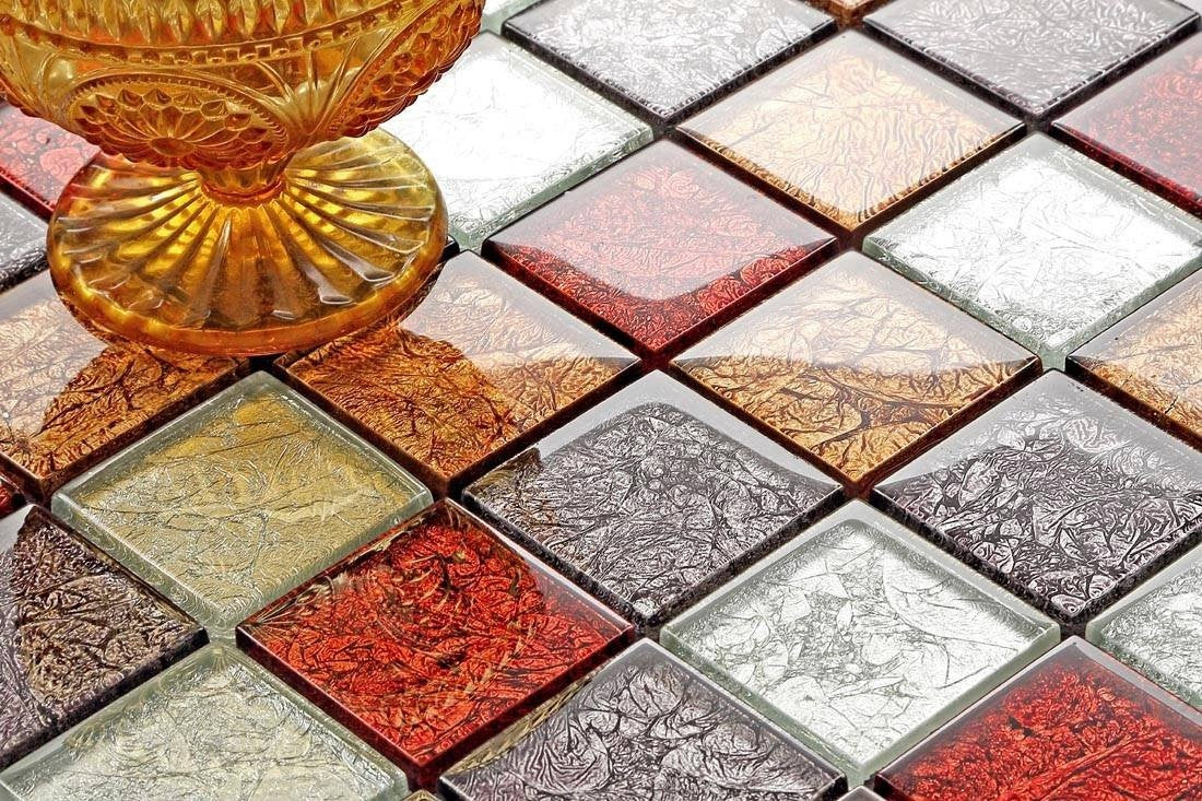 Chiara Glass Foil Mix Mosaic Tile 300x300mm - Luxury Tiles UK