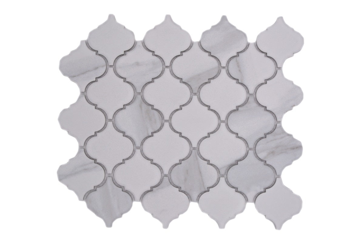 Carrara Marble Effect Arabesque |  Mosaic Tile - Luxury Tiles UK