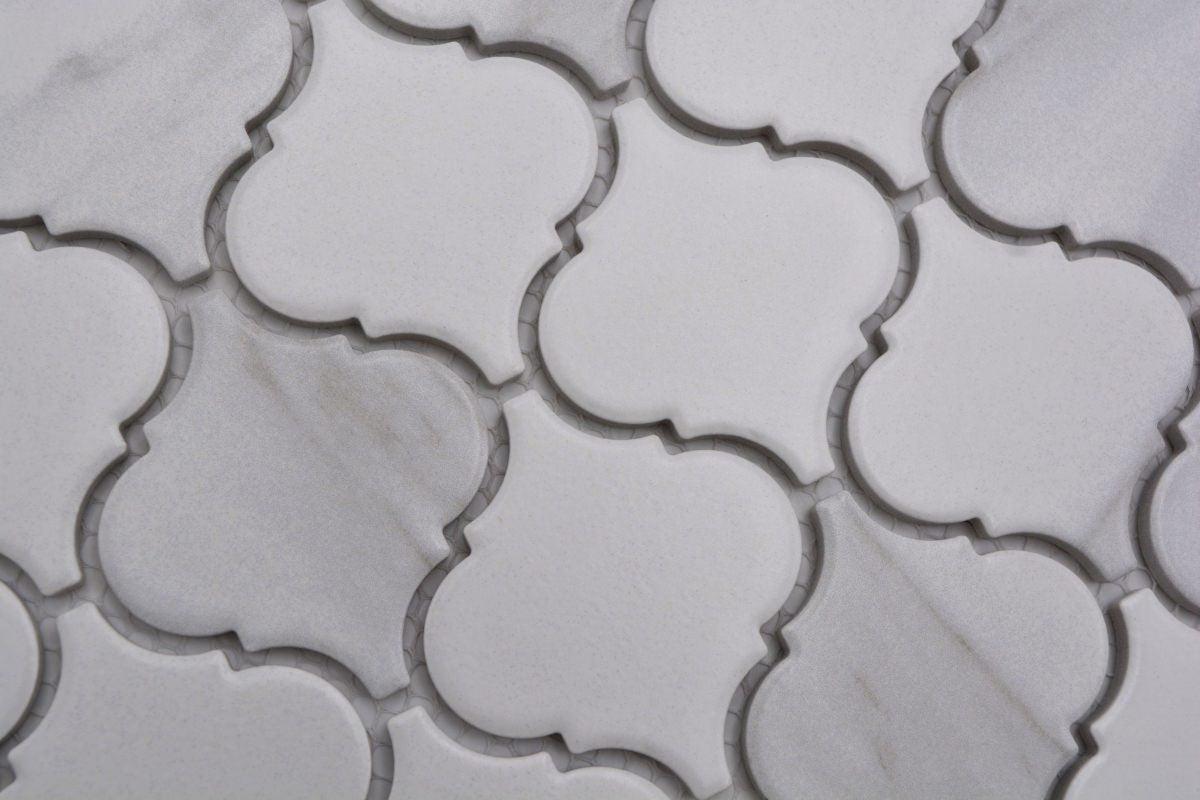 Carrara Marble Effect Arabesque |  Mosaic Tile - Luxury Tiles UK