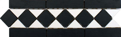 Classic Victorian Quarry Black And White Border Tile 28.5x9.5cm