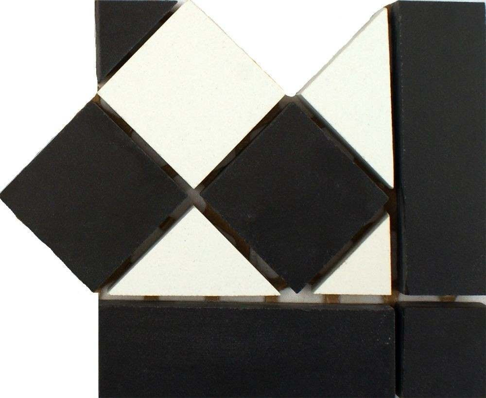 Classic Victorian Quarry Black And White Corner Border Tile 12x9.5cm - Luxury Tiles UK