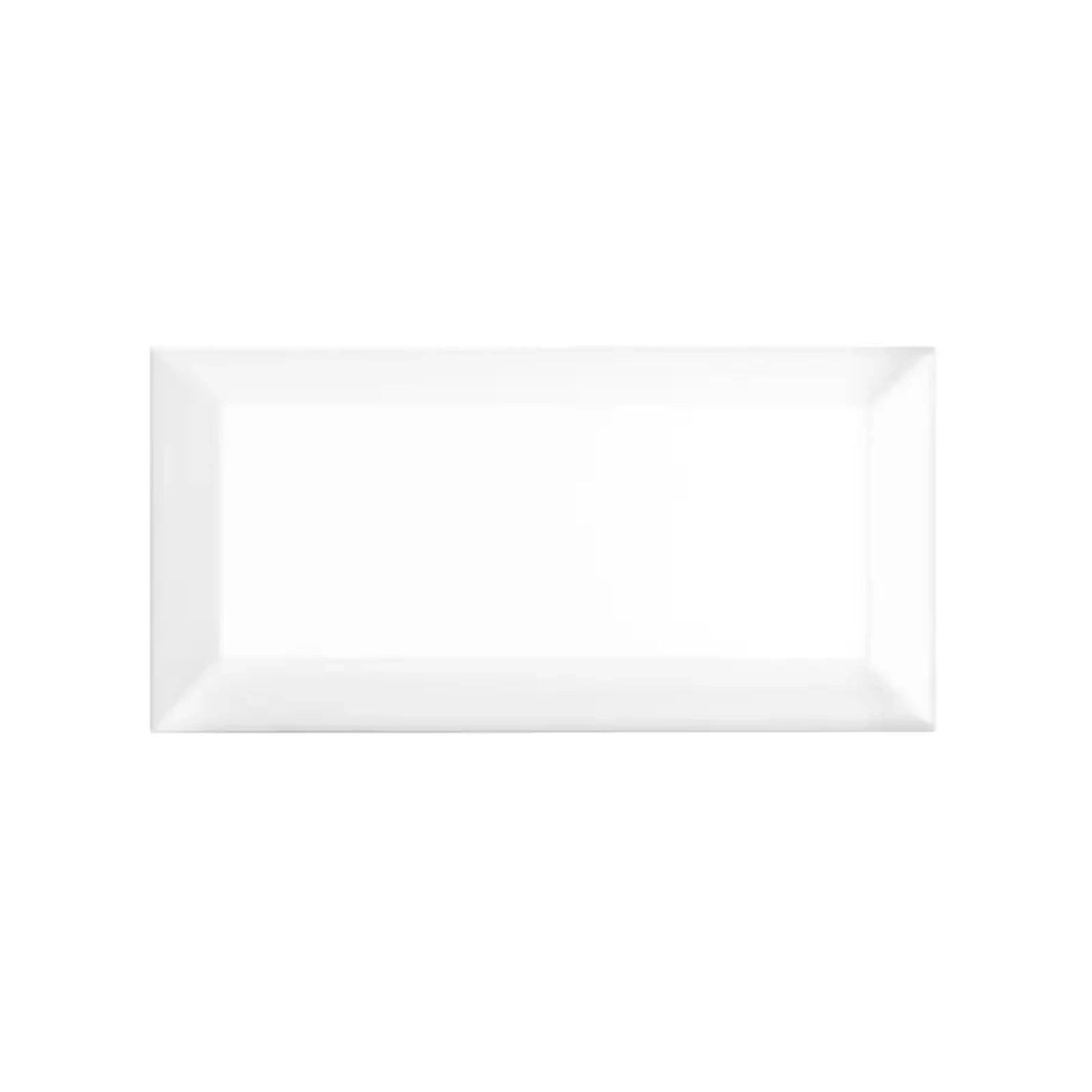 Classico Blanco White Metro 200x100mm gloss ceramic wall tile with classic bevelled edges and rectangular brick design