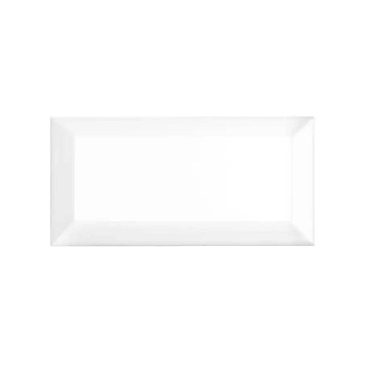 Classico Blanco White Metro 200x100mm gloss ceramic wall tile with classic bevelled edges and rectangular brick design