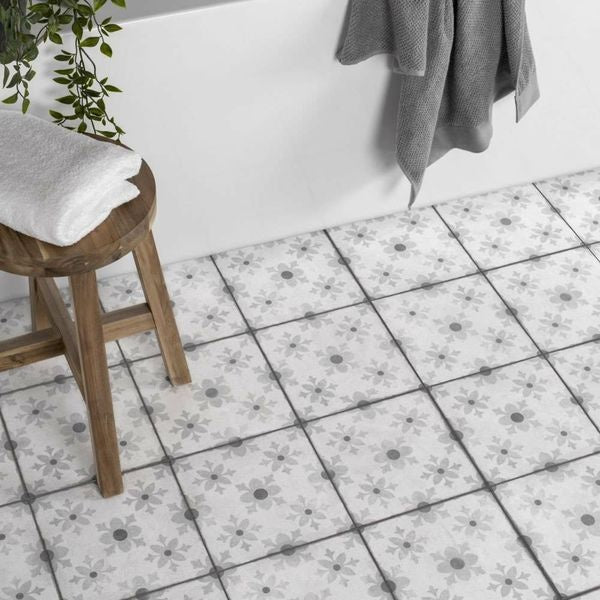 Classico Fleur Silver Pattern Tiles 450x450mm