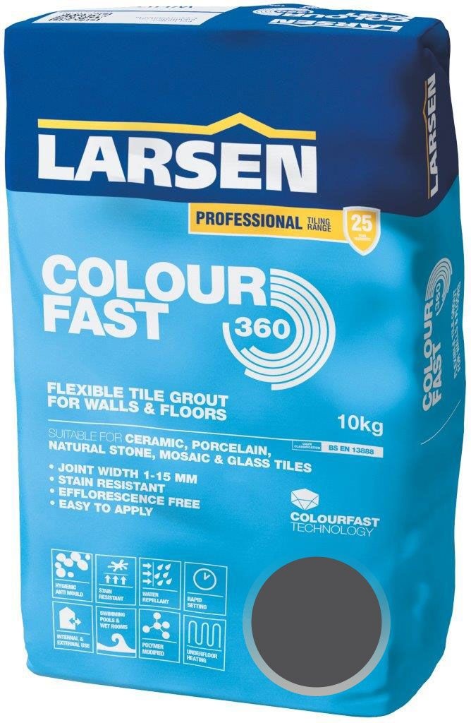 Colour Fast 360 Flexible Wall & Floor Grout Anthracite 10kg - Luxury Tiles UK