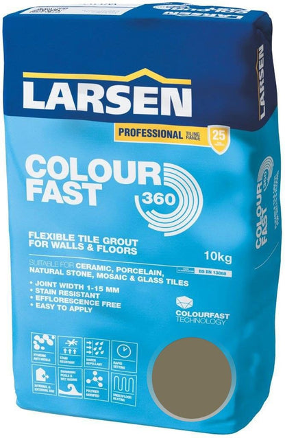 Colour Fast 360 Flexible Wall &amp; Floor Grout Taupe 10kg - Luxury Tiles UK