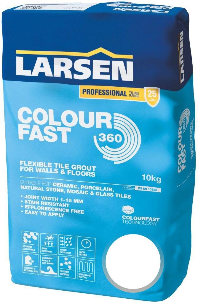 Colour Fast 360 Flexible Wall &amp; Floor Grout White 10kg - Luxury Tiles UK