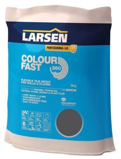 Colour Fast 360 Flexible Wall &amp; Floor Grout Anthracite 3kg - Luxury Tiles UK