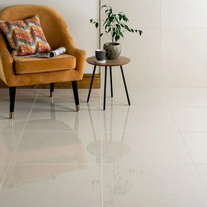 Cream Polished 600x600mm Floor and Wall Tile Verona