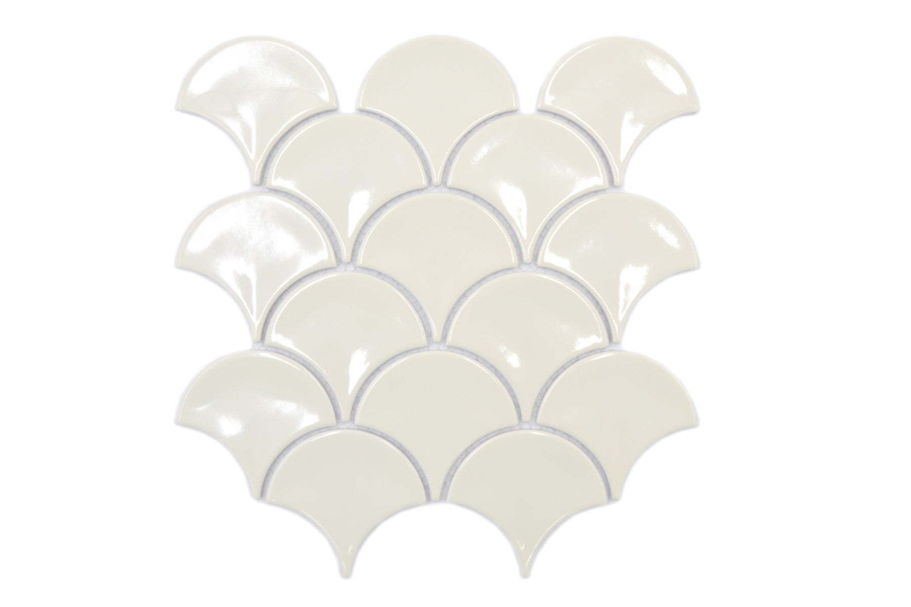 Cream Gloss Scallop Mosaic - 256x273mm - Luxury Tiles UK