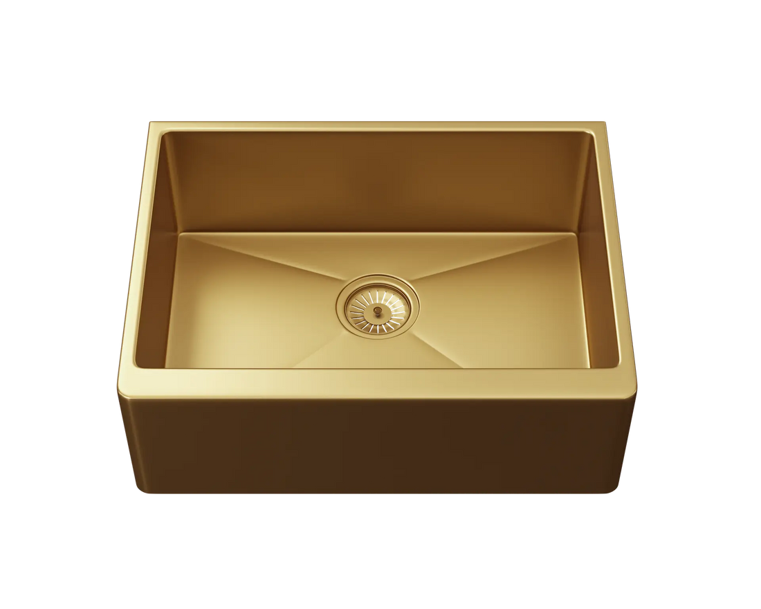 Ellsi Excel 1 Bowl Stainless Steel Belfast Style Kitchen Sink - Gold Ellsi