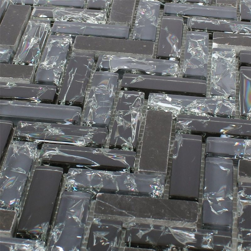 Malawi Black Herringbone Natural Stone Mosaic