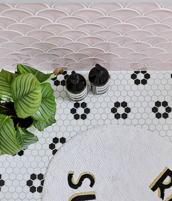 Mono hex porcelain daisy capietra mosaics