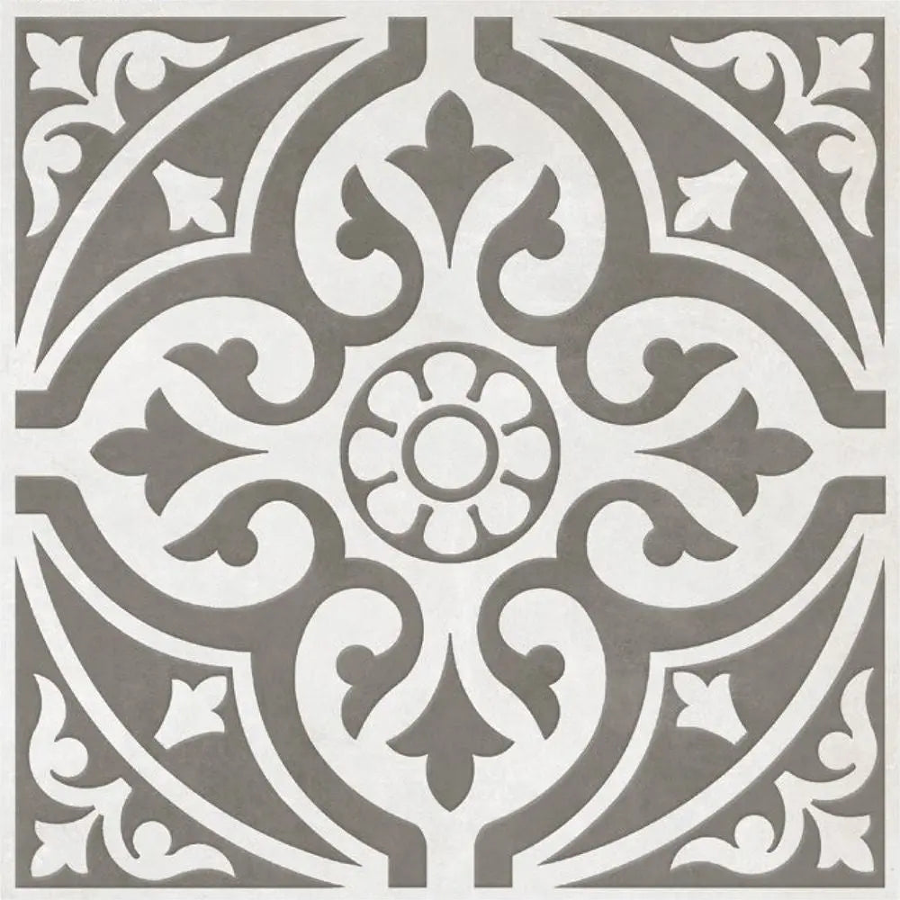 Kingsbridge Grey Patterned Wall and Floor Tiles - 33 x 33cm - Luxury Tiles UK