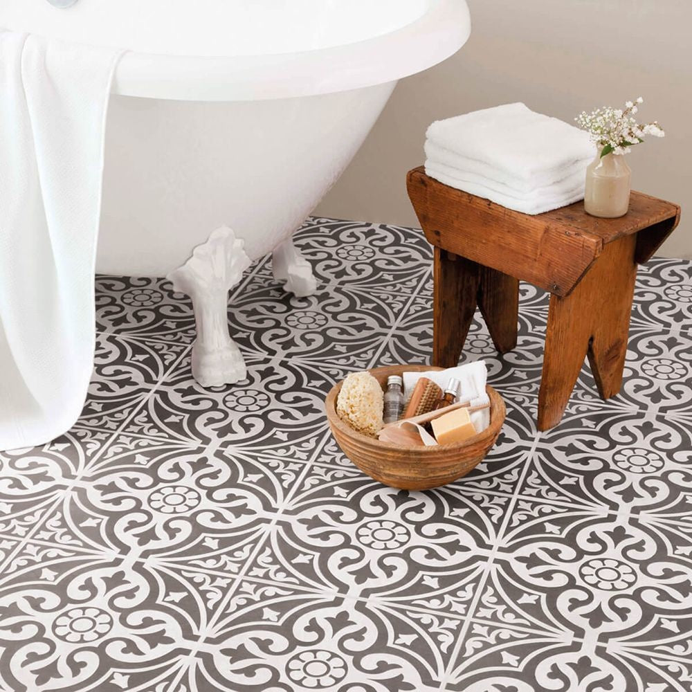 Devonstone Grey Patterned Floor and Wall Tile 33 x 33cm - Luxury Tiles UK