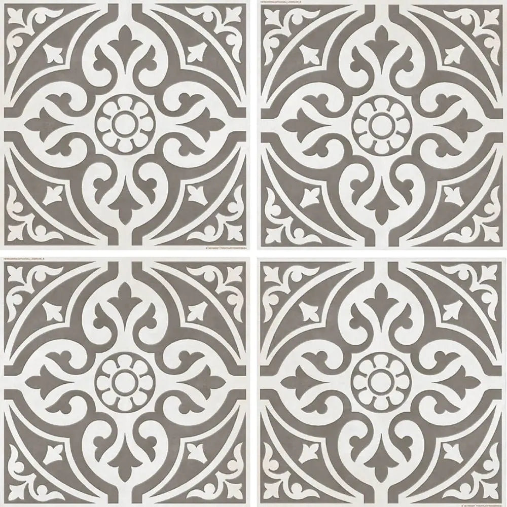 Kingsbridge Grey Patterned Wall and Floor Tiles - 33 x 33cm - Luxury Tiles UK
