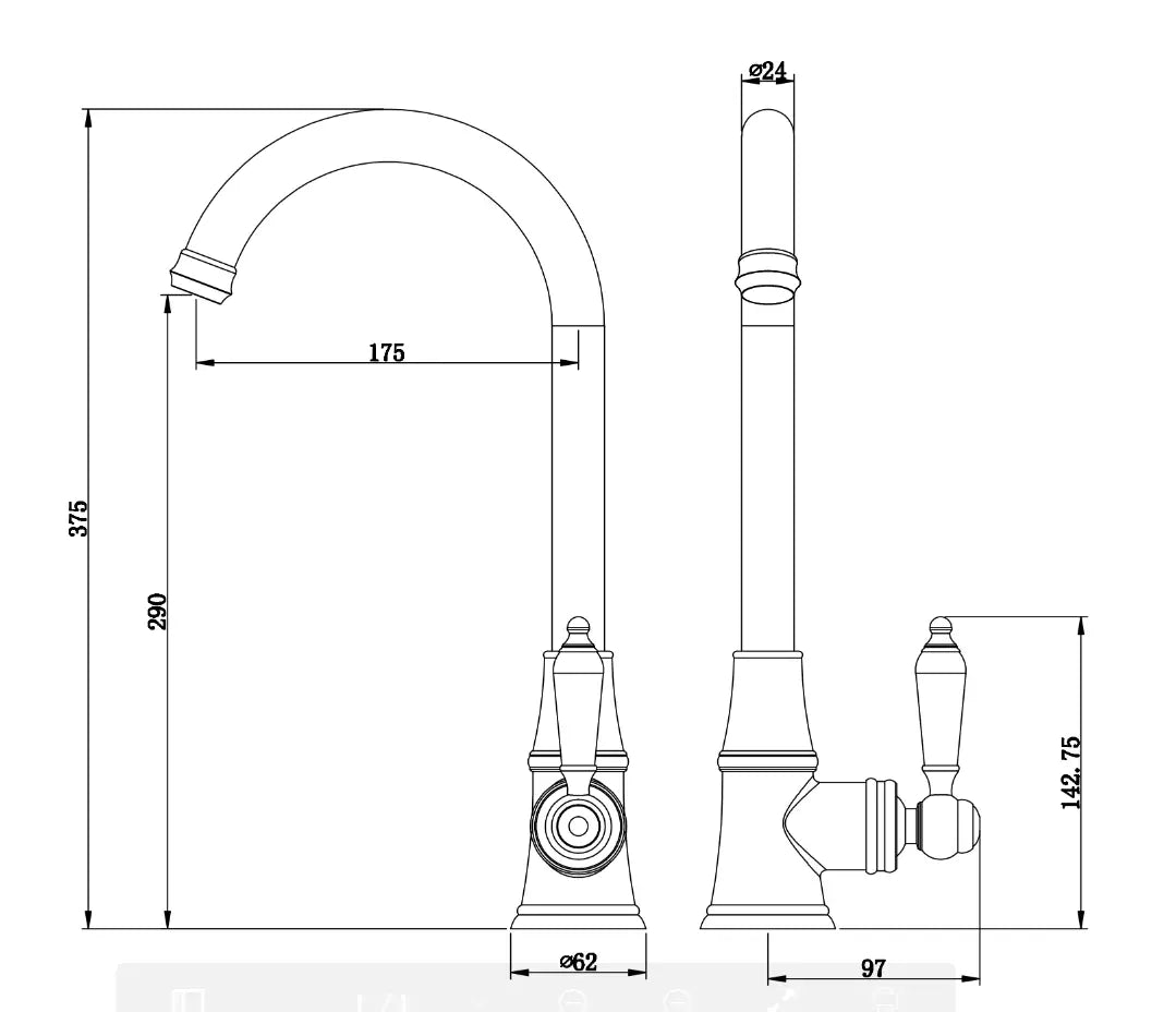 Luxor Elect Traditional Gold Mixer Tap Ellsi