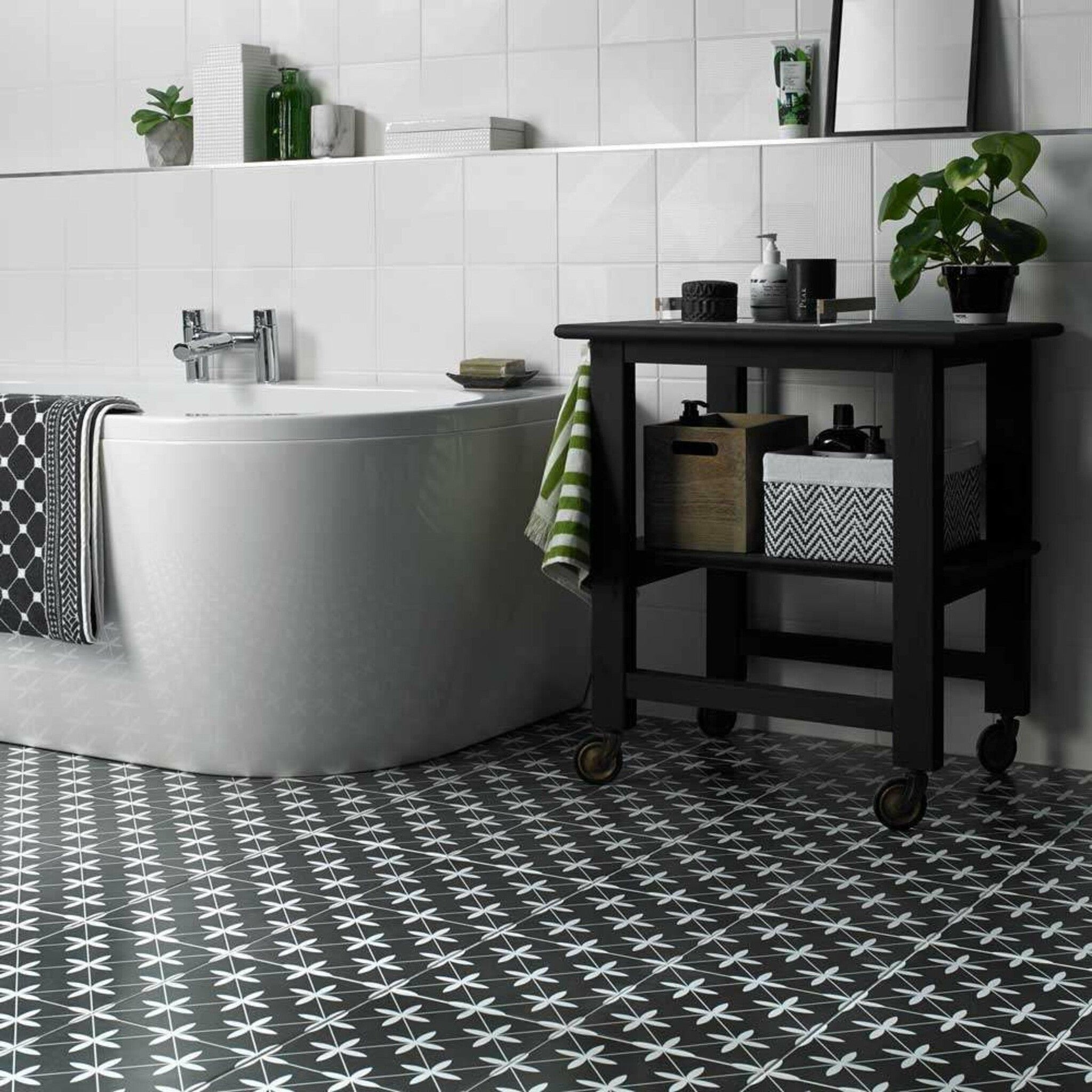 Dove Black Pattern Tiles 45x45cm - Luxury Tiles UK