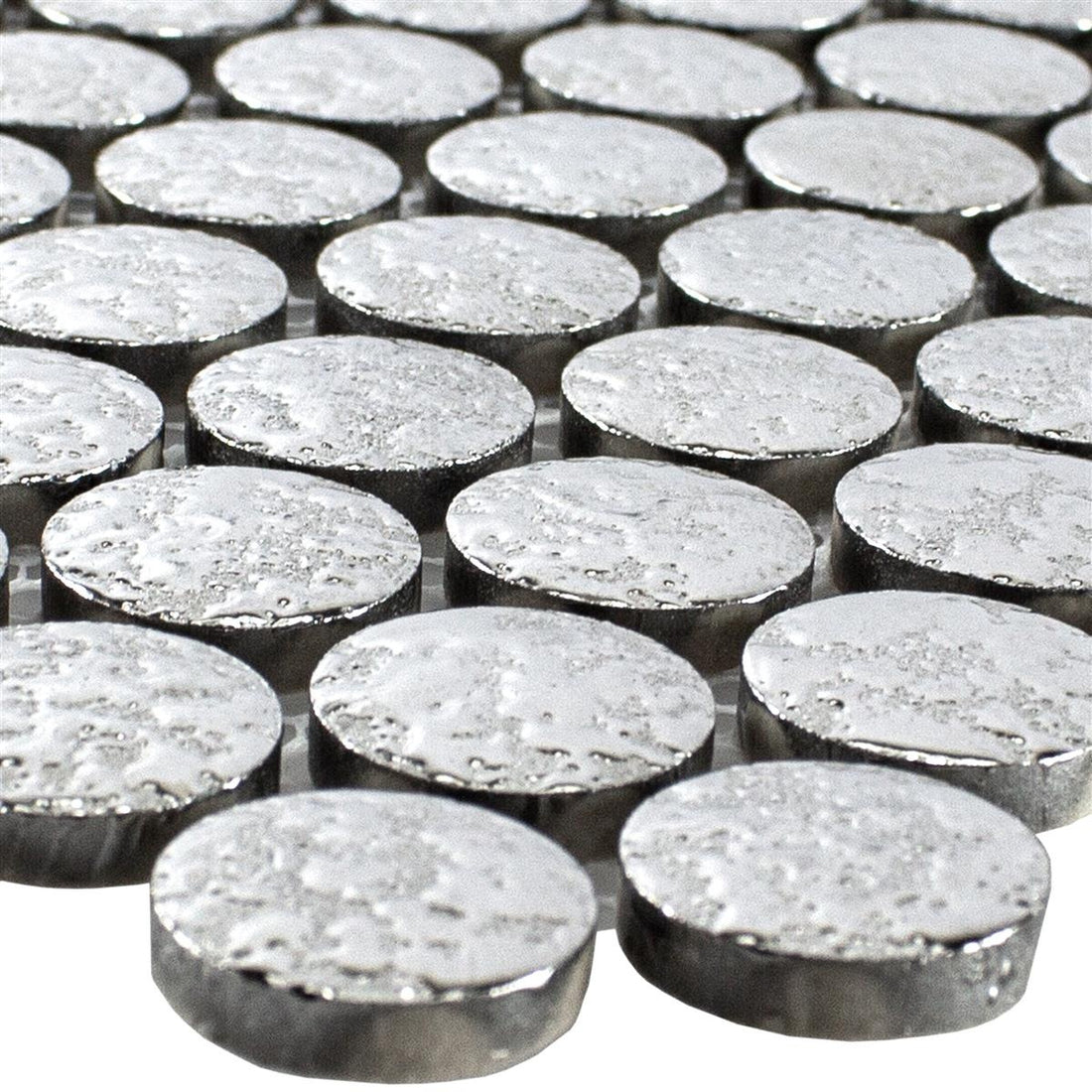 Ceramic Button Mosaic Tiles Meneksche Silver