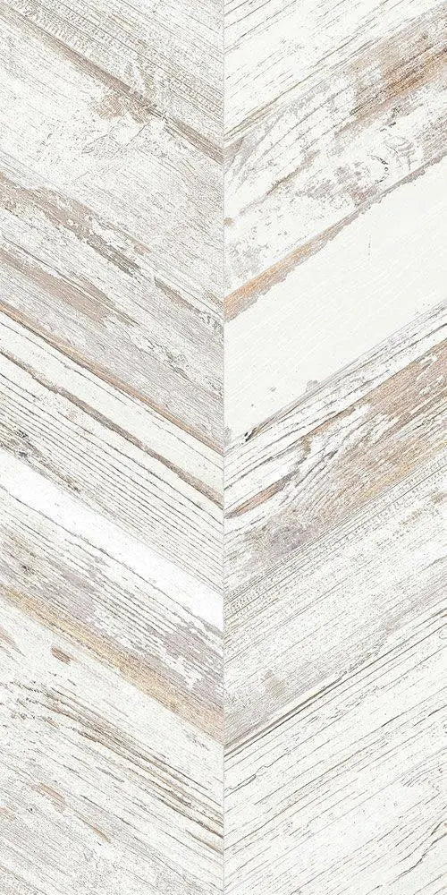 Azteca Chevron White Wood effect tile 900x450mm Verona