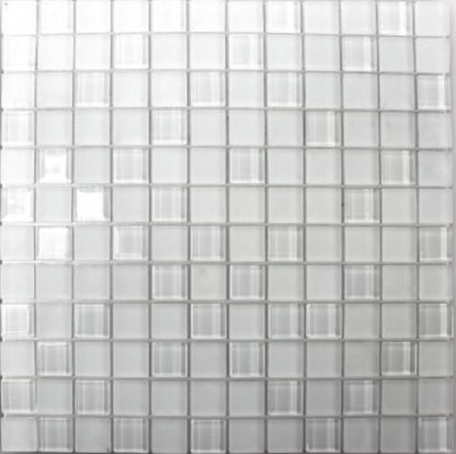 White Peel and Stick Glass Mosaic Tile -Self Adhesive