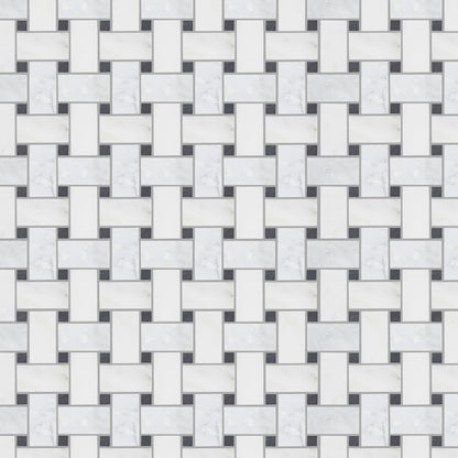 Carrara St Laurent Honed Basketweave Marble Mosaic Tile