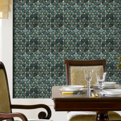 Geometric Triangle Green Mosaic Tile