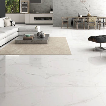 Carrara Marble Effect Gloss Tile 60x60cm